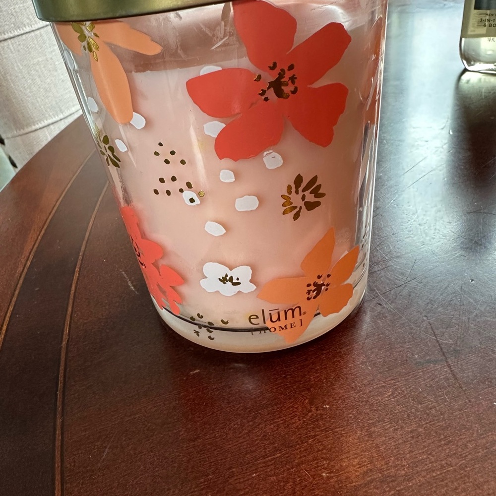Coral & Peach Floral Glass Candle Jar